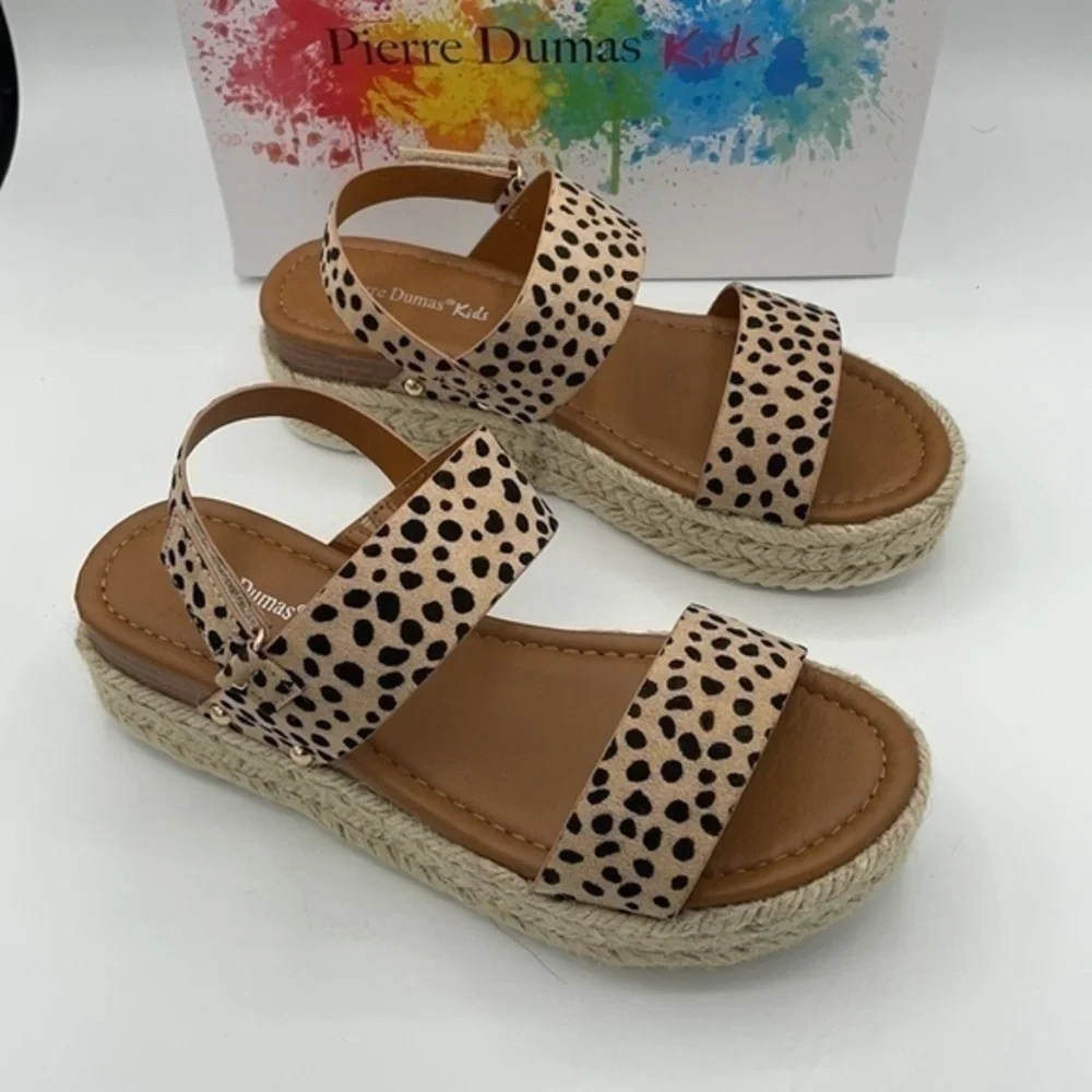 PIERRE DUMAS Cheetah Stud-Accent Magic Sandals